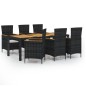 vidaXL Juego de comedor de jardín 7 piezas ratán sintético negro