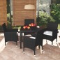 vidaXL Juego muebles jardín 5 pzas con cojines ratán sintético negro vidaXL Juego muebles jardín 5 pzas con cojines ratán sintético negro