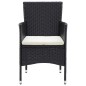 vidaXL Juego muebles jardín 5 pzas con cojines ratán sintético negro vidaXL Juego muebles jardín 5 pzas con cojines ratán sintético negro