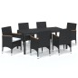 vidaXL Set de comedor de jardín 7 pzas y cojines ratán sintético negro vidaXL Set de comedor de jardín 7 pzas y cojines ratán sintético negro