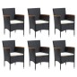 vidaXL Set de comedor de jardín 7 pzas y cojines ratán sintético negro vidaXL Set de comedor de jardín 7 pzas y cojines ratán sintético negro