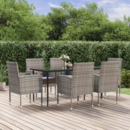 vidaXL Set de comedor jardín 7 pzas cojines ratán sintético antracita