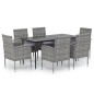 vidaXL Set de comedor jardín 7 pzas cojines ratán sintético antracita vidaXL Set de comedor jardín 7 pzas cojines ratán sintético antracita
