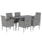 vidaXL Set de comedor jardín 7 pzas cojines ratán sintético antracita vidaXL Set de comedor jardín 7 pzas cojines ratán sintético antracita