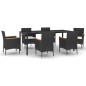 vidaXL Set de comedor de jardín 7 pzas y cojines ratán sintético negro vidaXL Set de comedor de jardín 7 pzas y cojines ratán sintético negro