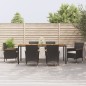 vidaXL Set de comedor de jardín 7 pzas y cojines ratán sintético negro