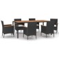 vidaXL Set de comedor de jardín 7 pzas y cojines ratán sintético negro