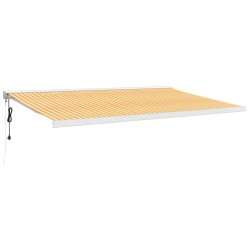 vidaXL Toldo retráctil aluminio y tela amarillo y blanco 5x3 m