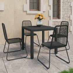vidaXL Set de comedor de jardín de 5 piezas PVC ratán negro