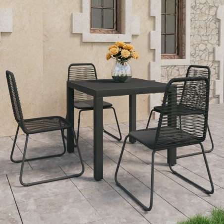 vidaXL Set de comedor de jardín de 5 piezas PVC ratán negro