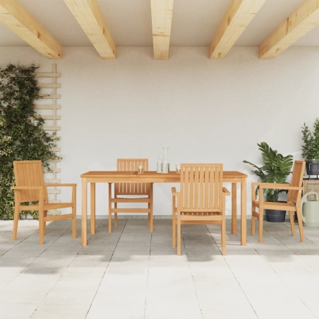 vidaXL Juego de comedor para jardín 5 piezas madera maciza de teca