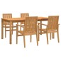 vidaXL Juego de comedor para jardín 5 piezas madera maciza de teca vidaXL Juego de comedor para jardín 5 piezas madera maciza de teca