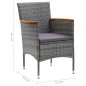 vidaXL Juego muebles jardín 7 pzas con cojines ratán sintético gris
