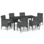 vidaXL Juego muebles jardín 7 pzas con cojines ratán sintético gris vidaXL Juego muebles jardín 7 pzas con cojines ratán sintético gris