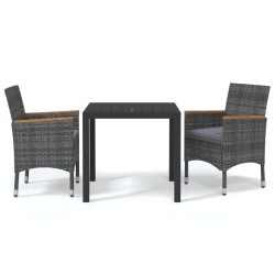vidaXL Juego muebles jardín 3 pzas con cojines ratán sintético gris