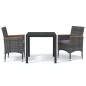 vidaXL Juego muebles jardín 3 pzas con cojines ratán sintético gris vidaXL Juego muebles jardín 3 pzas con cojines ratán sintético gris