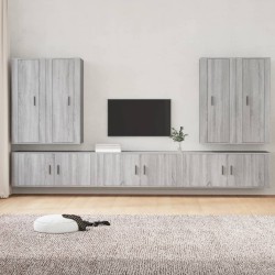 vidaXL Set de muebles para TV 7 pzas madera contrachapada gris Sonoma
