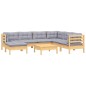 vidaXL Juego de muebles de jardín 8 pzas y cojines madera maciza pino