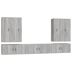 vidaXL Set de muebles para TV 7 pzas madera contrachapada gris Sonoma