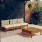 vidaXL Muebles de jardín 4 piezas cojines madera de pino color crema vidaXL Muebles de jardín 4 piezas cojines madera de pino color crema