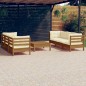 vidaXL Muebles de jardín 7 piezas cojines madera de pino crema vidaXL Muebles de jardín 7 piezas cojines madera de pino crema
