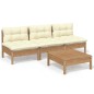vidaXL Muebles de jardín 4 piezas cojines madera de pino color crema vidaXL Muebles de jardín 4 piezas cojines madera de pino color crema