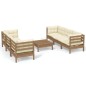 vidaXL Muebles de jardín 7 piezas cojines madera de pino crema vidaXL Muebles de jardín 7 piezas cojines madera de pino crema