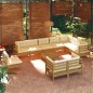 vidaXL Muebles de jardín 11 pzas y cojines madera de pino marrón miel vidaXL Muebles de jardín 11 pzas y cojines madera de pino marrón miel
