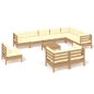 vidaXL Muebles de jardín 11 pzas y cojines madera de pino marrón miel vidaXL Muebles de jardín 11 pzas y cojines madera de pino marrón miel