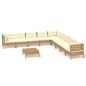 vidaXL Muebles de jardín 10 pzas y cojines madera de pino marrón miel vidaXL Muebles de jardín 10 pzas y cojines madera de pino marrón miel