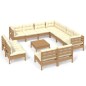 vidaXL Muebles de jardín 12 pzas y cojines madera de pino marrón miel vidaXL Muebles de jardín 12 pzas y cojines madera de pino marrón miel