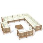 vidaXL Muebles de jardín 14 pzas y cojines madera de pino marrón miel vidaXL Muebles de jardín 14 pzas y cojines madera de pino marrón miel