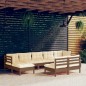vidaXL Muebles de jardín 9 pzas y cojines madera de pino marrón miel vidaXL Muebles de jardín 9 pzas y cojines madera de pino marrón miel