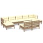 vidaXL Muebles de jardín 9 pzas y cojines madera de pino marrón miel vidaXL Muebles de jardín 9 pzas y cojines madera de pino marrón miel