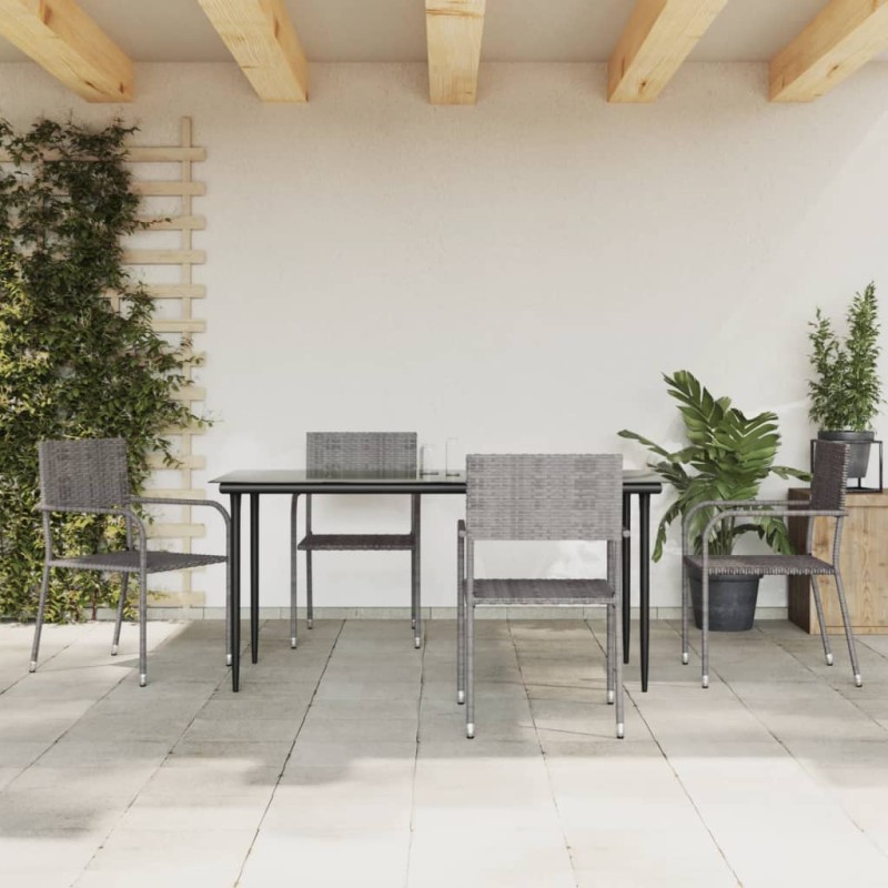 vidaXL Juego de comedor para jardín 5 piezas ratán sintético gris vidaXL Juego de comedor para jardín 5 piezas ratán sintético gris