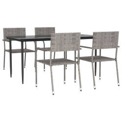 vidaXL Juego de comedor para jardín 5 piezas ratán sintético gris