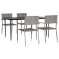 vidaXL Juego de comedor para jardín 5 piezas ratán sintético gris vidaXL Juego de comedor para jardín 5 piezas ratán sintético gris