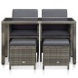 vidaXL Set de comedor de jardín 5 pzas y cojines ratán sintético gris vidaXL Set de comedor de jardín 5 pzas y cojines ratán sintético gris