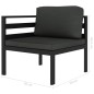 vidaXL Set muebles de jardín 6 pzas y cojines aluminio gris antracita vidaXL Set muebles de jardín 6 pzas y cojines aluminio gris antracita