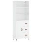 vidaXL Aparador alto madera contrachapada blanco 69,5x34x180 cm