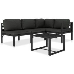 vidaXL Set muebles de jardín 5 pzas y cojines aluminio gris antracita 