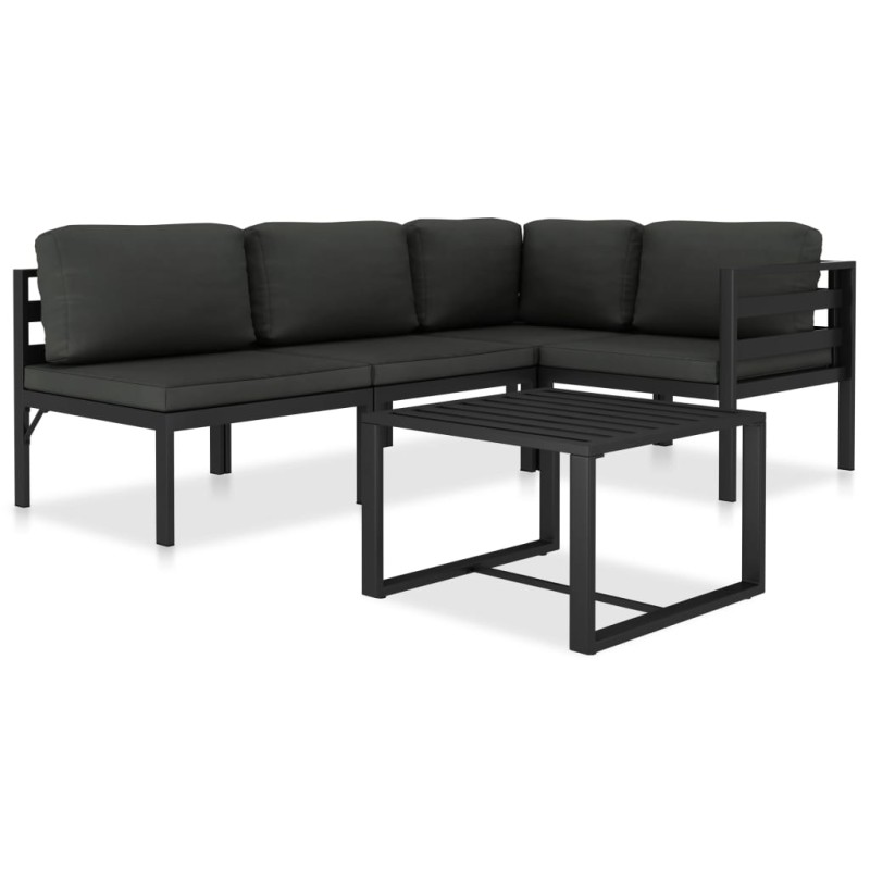 vidaXL Set muebles de jardín 5 pzas y cojines aluminio gris antracita vidaXL Set muebles de jardín 5 pzas y cojines aluminio gris antracita
