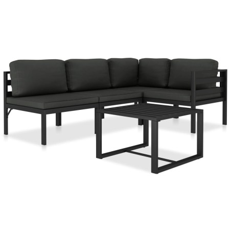 vidaXL Set muebles de jardín 5 pzas y cojines aluminio gris antracita 