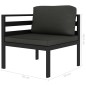 vidaXL Set muebles de jardín 5 pzas y cojines aluminio gris antracita vidaXL Set muebles de jardín 5 pzas y cojines aluminio gris antracita