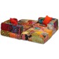 vidaXL Puf modular de 3 plazas de tela patchwork vidaXL Puf modular de 3 plazas de tela patchwork