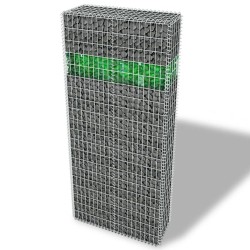 vidaXL Muro de gaviones jardín con piedras de vidrio y LED 85x30x200cm