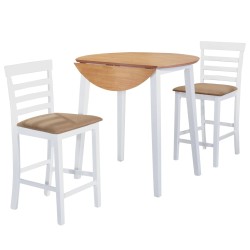 vidaXL Set mesa y sillas de bar 3 piezas madera maciza natural blanca