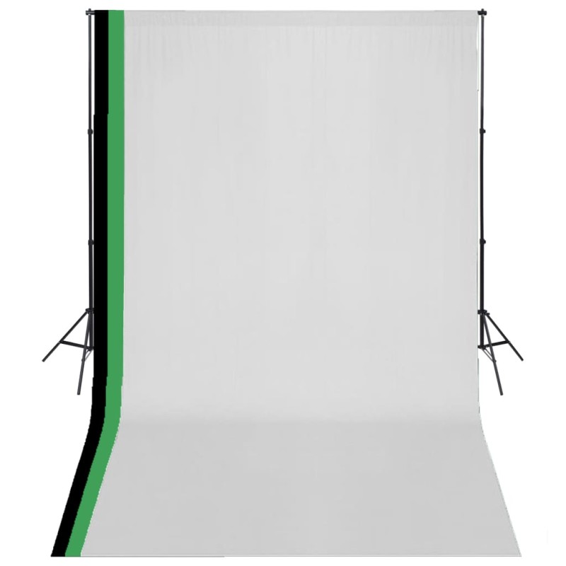 vidaXL Kit estudio 3 telones fondo algodón estructura ajustable 3x5 m vidaXL Kit estudio 3 telones fondo algodón estructura ajustable 3x5 m
