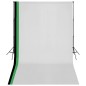 vidaXL Kit estudio 3 telones fondo algodón estructura ajustable 3x5 m vidaXL Kit estudio 3 telones fondo algodón estructura ajustable 3x5 m