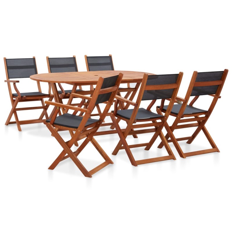 vidaXL Juego de comedor de jardín 7 pzas madera eucalipto y textilene vidaXL Juego de comedor de jardín 7 pzas madera eucalipto y textilene